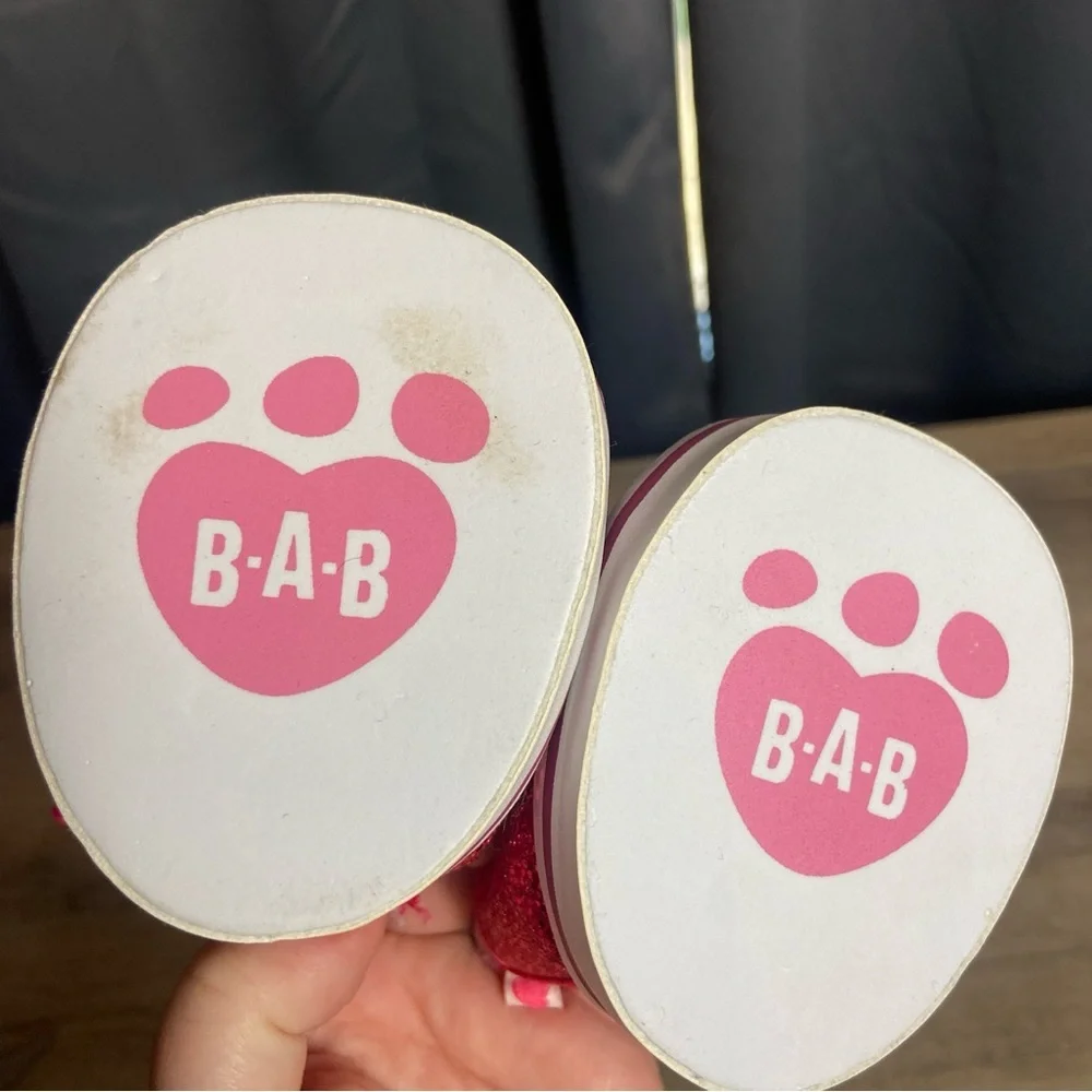 BAB Build a Bear Pink Sparkling Glitter High‎ Top Tennis Shoes Sneakers Pair